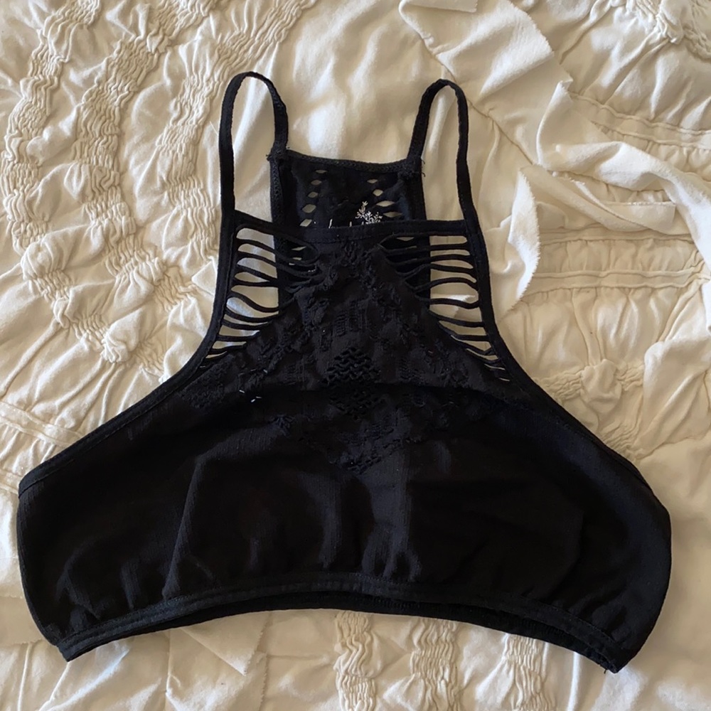 Free People black stretchy cutout bralette XS/S